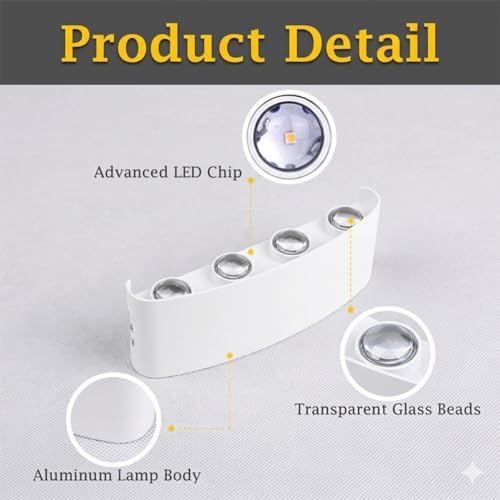 CANMEIJIA Outdoor and Indoor LED Wall Light 8 W, Waterproof Wall Lamp IP65 Warm White 3000 K, Modern Aluminium Up Down for Garden, Living Room, Hallway and Terrace, Pack of 2, 22 cm