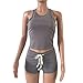 OVERMAL Women 2 Piece Set Sleeveless Split Casual Short Pants Casual Outfit Sportswear (L, Gray)