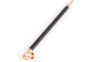 TOM'S WHEEZES Wood Tobacco Pipe With Cleaners Screens Accessories, Brass Long Stem Bowl Hanyan Kiseru (17 cm/6.7 inch) (Ebony)