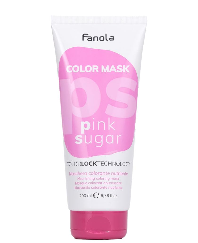 Fanola Nourishing Colour Mask, Nourishing and Conditioning Pigmented Hair Mask to Intensify Color and Temporarily Dye Hair, for Natural, Coloured and Bleached Hair, Pink Sugar Shade, 200ml