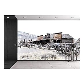 Cody, Wyoming, Old Wooden Wagons in a Ghost Town, United States - Removable Wall Mural | Self-Adhesive Large Wallpaper - 66x96 inches