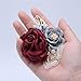 Flonding Rose Wedding Wrist Corsage and Boutonniere Set Party Prom Hand Ribbon Flower Suit Decor (Wine Red)