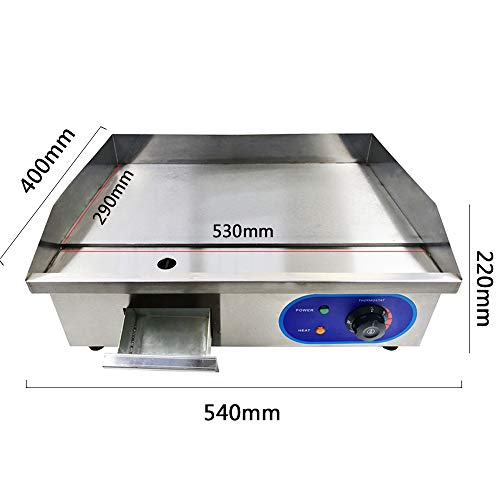 TAIMIKO Commercial Electric Griddle Flat Top Grill HotPlate Kitchen Grill CounterTop Stainless Steel Thermostatic Control 1500W 22" One Year Warranty