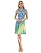 PattyBoutik Women Keyhole Back A-Line Dress (Blue, Green and Yellow 22 Medium)