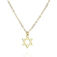 Tooliks - Gold Star of David Necklace - Jewish Magen David Israel Jewelry length 16" + 2" extender (gold)