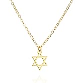 Tooliks Star of David Necklace - Gold Filled, Sterling Silver or Rose Gold, Dainty Jewish Magen David Pendant, Israel Faith Jewelry 16" - 18"