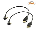 Seadream 2Pack 1Foot 90 Degree Down Angle Micro HDMI Male To HDMI Male Cable Connector (2Pack Down Angled)