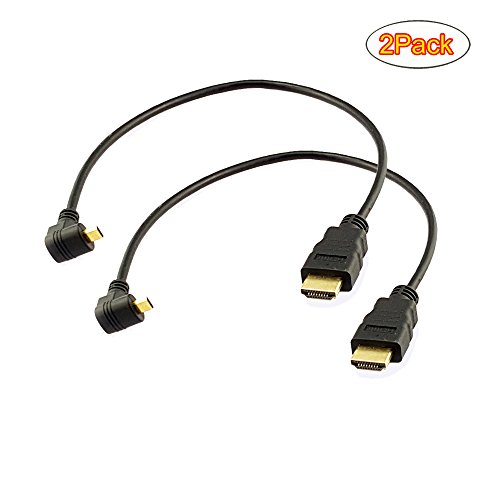 Seadream 2Pack 1Foot 90 Degree Down Angle Micro HDMI Male To HDMI Male Cable Connector (2Pack Down Angled)
