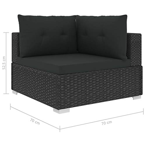 Festnight 10-TLG. Garten-Lounge-Set mit Auflagen Poly Rattan Schwarz Möbel Gartengarnitur Gartenset Gartensofa – Bild 4