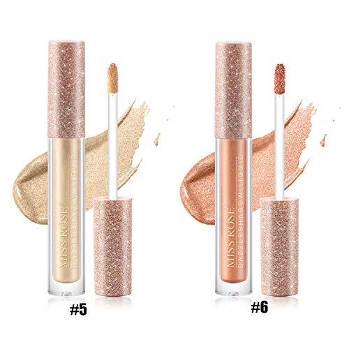 Coosa 6 Colors Glitter Liquid Eyeliner Metallic Shimmer Eyeliners Waterproof Lasting Sparkling Colorful Eyeliner Eye Shadow