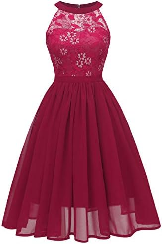 Kalin L Women Crochet Half Sleeve Lace Top Chiffon Wedding Bridesmaid Gown Prom Dress