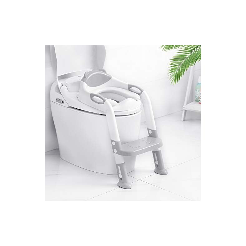 Victostar Potty Training Seat with Step Stool Ladder, Foldable Potty Training Toilet for Kids Boys Girls Toddlers…