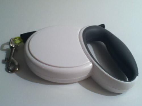 White Retractable Dog Leash with Reflective Tape