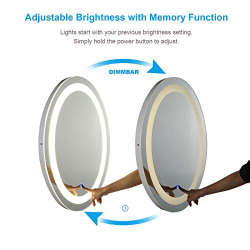 COZ Oval LED Lighted Bathroom Mirror, Modern Touch Dimmable Wall