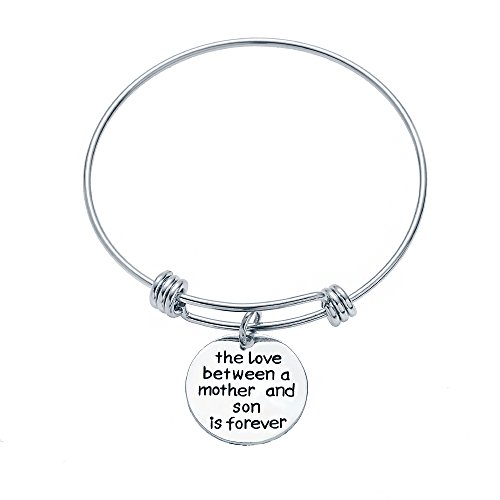 Mother s Day Expandable Bangle The Love Between Mother and Son is Forever Pendant Bracelet for Women Boy