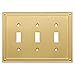 Franklin Brass W35066-BB-C Classic Beaded Triple Switch Wall Plate/Switch Plate/Cover, Brushed Brass
