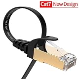VANDESAIL CAT7 RJ45 Network Ethernet Cable High Speed STP LAN Cord Gigabit 10/100/1000Mbit/s Gold Plated Lead (2m/ 6.5ft, Black-3pack)