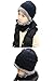 JOYEBUY 2 PCS Kids Boys Girls Hat and Scarf Set Warm Snow Knit Beanie Slouchy Skull Cap and Circle Scarf (Black)