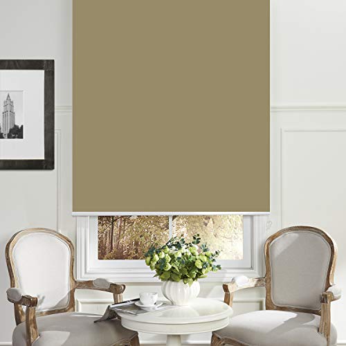 PASSENGER PIGEON Thermal Insulated 100% Blackout Waterproof Fabric Custom Window Roller Shades Blinds,72" W x 64" L,Stone Color - Thumbnail 2