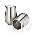 Vacuum Insulated Wine Glasses with Lids - Stainless Steel Stemless Wine Cups - Set of 2 Wine Tumblers with Clear Lids - 12 Oz - Shatterproof - BPA Free Healthy Choice - Best Value - By Avito