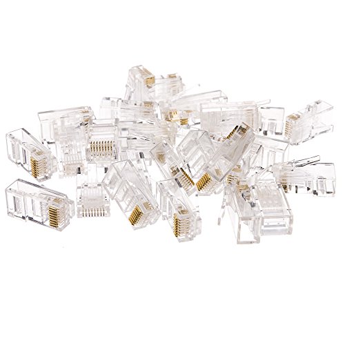 GOWOS (5 Pack) Cat6 RJ45 Crimp Connectors for Solid and Stranded Cable, 8P8C, 100 Pieces
