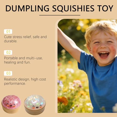 Glitter Dumpling,Large Dumplings Squishy,Mega Rainbow Dumpling Stress Relief Fidget Toy (2, pink+White)