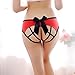 Goddessvan Women Sexy Open Crotch Panties Nylon Babydoll G-String Lingerie (Free Size, Red)