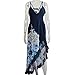 Amiley Summer Sexy deep V-Neck Women Summer Boho Long Maxi Party Cocktail Empire Dress Beach Swimming Pool Sundress (L, Blue)
