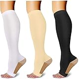 Athbavib 3 Pairs Open Toe Compression Socks for Men