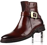 Darcy Men's Genuine Leather Handsewn High-top Lace-up Ankle Boots Wedding Dress Shoes (10, Brown)