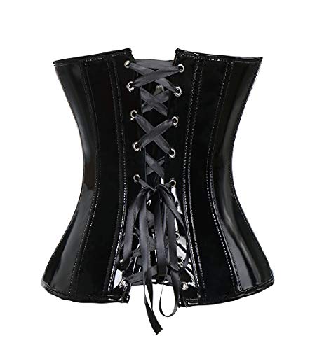 MISS MOLY Damen Kunstleder Korsett Steampunk Gothic Corset Corsage Neckholder Bustier Corsagentop Shirt Vollbrust… – Bild 3
