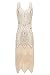 Metme Women's 1920s Vintage Flapper Fringe Beaded Great Gatsby Party Dress Apricot
