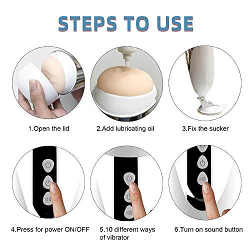 Vibrating Male Masturbator Cup, Edan\'s Secret Electric Handsfree Stroker Sex Toy with Base, 10 Vibration Modes for Men, Sexy Moan, 3D Realistic Vagina, Penis Tranning Adult, Waterproof