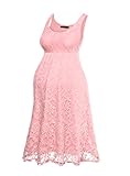 HARHAY Women's Maternity Knee Length Sleeveless Lace Tank Dress 606 Pink M2