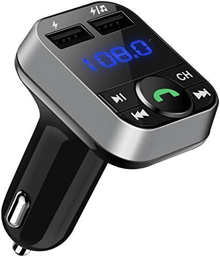 Bluetooth FM Transmitter, BathTyson Bluetooth Car Adapter, Wireless Bluetooth Radio Transmitter Adapter with Dual USB Charging Ports, Hand-Free Calling, Support Micro SD Card/USB Flash Drive