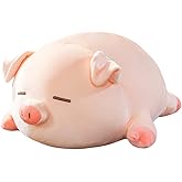 lannery Pig Stuffed Animal Hugging Pillow, Soft Fat Pig Plush Toy Gifts for Kids, Valentine, Christmas (Sleeping Eyes, 15.7")