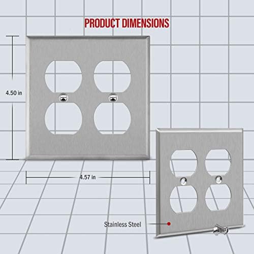 430 Stainless Steel Wall Plate for Double Duplex Outlet - UL Listed