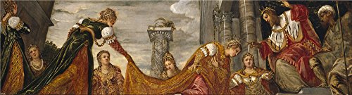 The Perfect Effect Canvas Of Oil Painting 'Tintoretto Jacopo Robusti Esther And Ahasuerus Ca. 1555 ' ,size: 18 X 67 Inch / 46 X 170 Cm ,this High Resolution Art Decorative Prints On Canvas Is Fit For Game Room Decor And Home Decor And Gifts