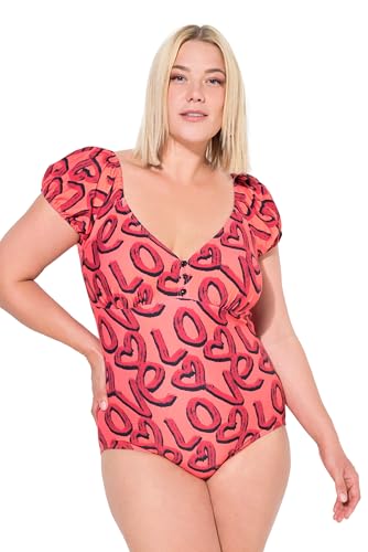 Ulla Popken Badeanzug Isabella, Puffärmel, Love Traje de baño de una Sola Pieza, Coral, 42 Mujeres