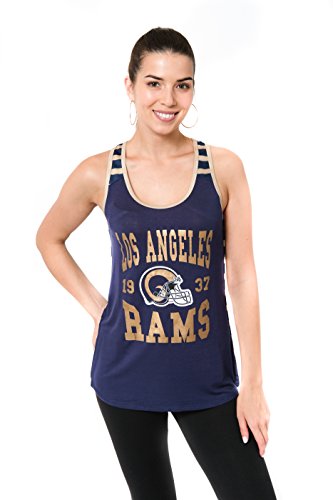 Ultra Game NFL Los Angeles Rams Womenss Jersey Tank Top Sleeveless Mesh Tee Shirt, Team Color, Medium