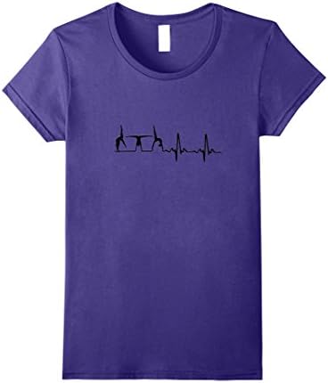 Womens Gymnastics Heartbeat Pulse Heart Rate T-Shirt Large Purple