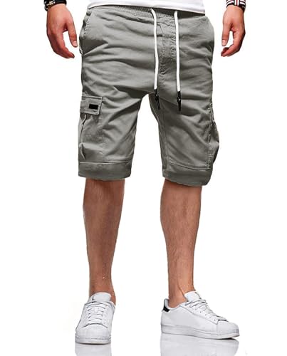 JACKETOWN Shorts Men Cargo Bermuda Shorts Cotton Men Casual Pants Summer Elastic Waist with Pockets