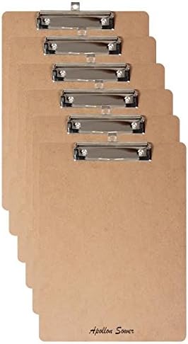 Pack of 6 A4 Premium Wooden Clipboards with Hanging Hole