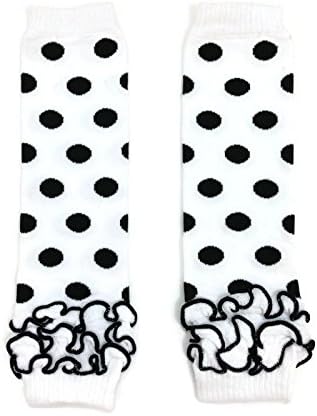 KWC - Solid Polka Dots Ruffles Baby Leg Warmer/Leggings (One Size, White &amp; Black)