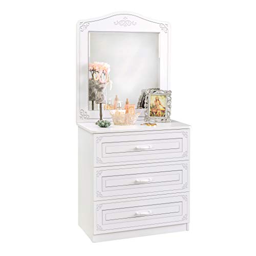 Amazon Com Cilek Selena 3 Drawer Chest Dresser With Mirror For