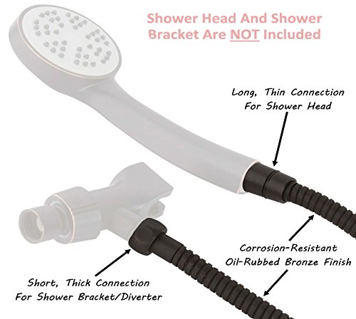 Universal 60 Inch Flexible Shower Hose - Extra Long, Stainless Steel, Double-Buckle For Handheld Showerhead - Oil-Rubbed Bronze - Thumbnail 2