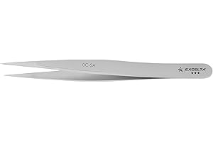 Excelta Precision Tweezers, Straight Minature Fine Point, Anti-Magnetic Stainless Steel, Ideal for General Purpose Assembly, 3.5" Length, Professional