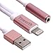 Yeworth 2 in 1 Lightning to 3.5mm Headphone Jack Adapter with USB Charger Port Charging Plug for iPhone 7 / 7 Plus - Rose Gold