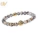 ERAWAN Men's Natural Black Lava Stone Bead Gold Lion Buddha Beaded Charm Bracelet 8mm EW sakcharn