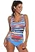 Ekouaer Women's Print Tankini With Padded Solid Bikini 3 Pieces Set Bathing Suit Swimwear